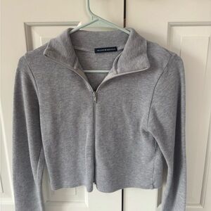 Brandy Melville Gray Cropped Quarter-Zip Sweater